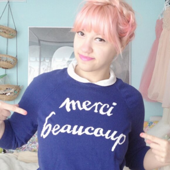 ASOS Merci Beaucoup 3/4 sleeve crewneck sweater size US 10 - Picture 2 of 5